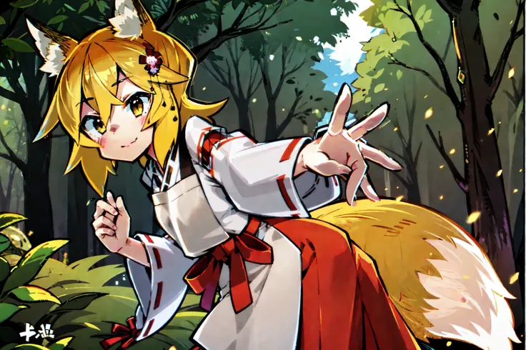 A  girl, Fox ears, 4K Image, Beautiful forest, house in the forest Senko San peeing 