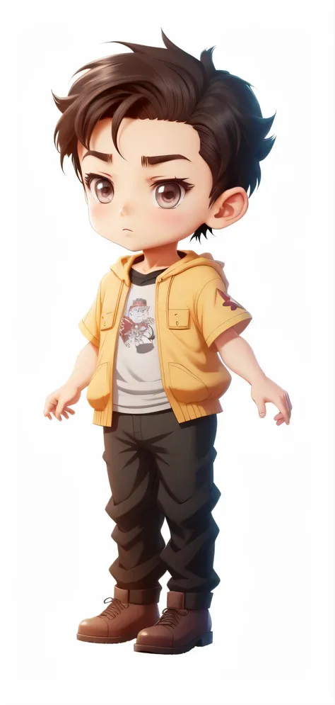 Cartoon boy standing, Very detailed characters, stylized anime, cute characters, brat. 8k