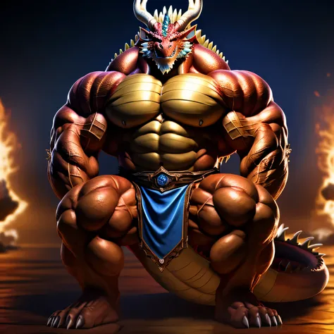 Kaido, Dragon King, male dragon, Oriental Dragon, very large muscles, Bulky, Bodybuilders, Extremely strong, big abs, huge muscular guts, chest muscles, foot, nail, whole body, loincloth, piece,