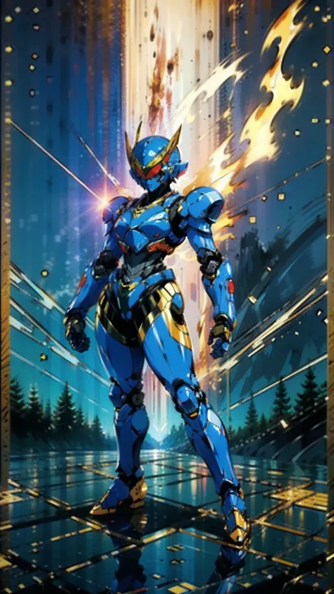 A woman adorned in fantasy-style full-body armor, a crown-concept fully enclosed helmet that unveils only her eyes, a composite layered chest plate, fully encompassing shoulder and hand guards, a lightweight waist armor, form-fitting shin guards, the overa...