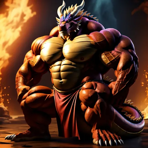 kaido, dragon king, male dragon, eastern dragon, very big muscles, hulking, bodybuilder, extremely strong, big abdominal muscles, hefty musclegut, pecs, feet, claw, full body, loincloth, one piece,