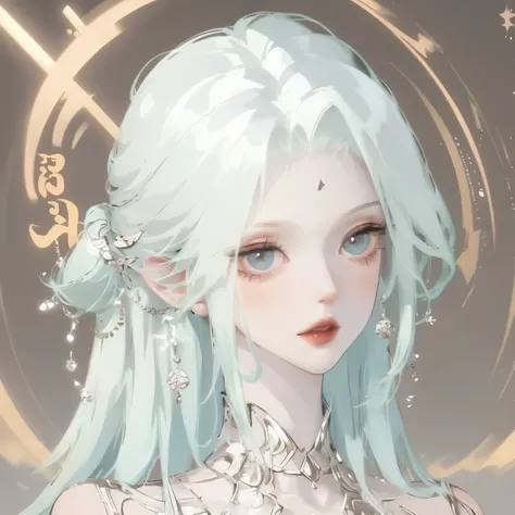 pixiv contest winners, fantasy art, White-haired God, beautiful figure painting, Gouves style artwork, Nvxue’s dazzling gaze, guweiz, long white hair, flowing hair and gown, cute big eyes, illustration, fine lines, Dark