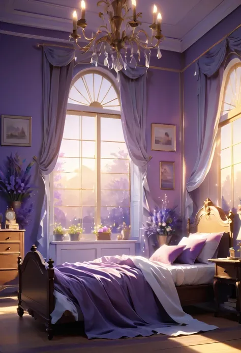 masterpiece, best quality, (Very detailed CG unified 8K wallpaper), (best quality), (Best Illustration), (best shadow), (stable diffusion model), Violet Evergarden, Shiny, beautiful, victorian style bedroom, Dynamic lighting, depth of field