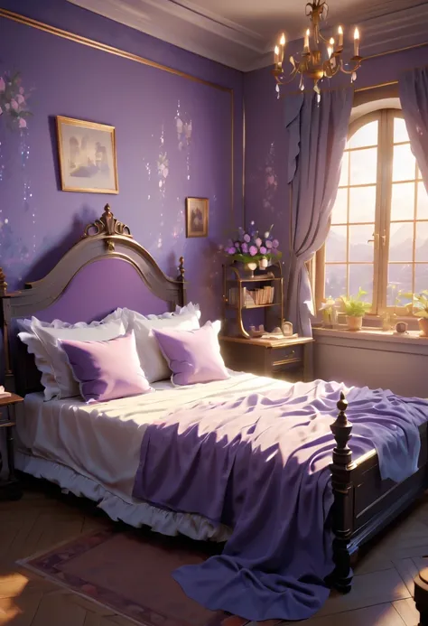 masterpiece, best quality, (Very detailed CG unified 8K wallpaper), (best quality), (Best Illustration), (best shadow), (stable diffusion model), Violet Evergarden, Shiny, beautiful, victorian style bedroom, Dynamic lighting, depth of field