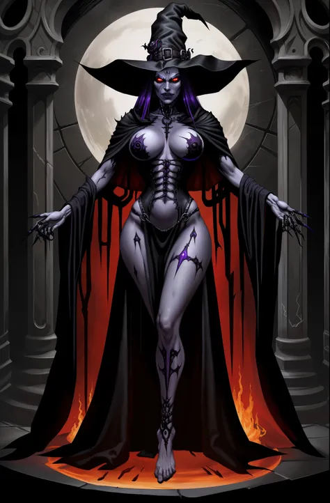 necromancer, witch, full body shot, sinister robe