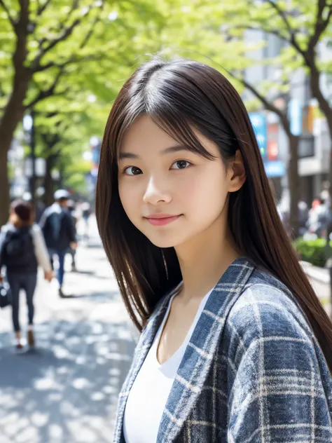 Photoreal, 8K full-length portrait, Beautiful woman, attractive look, Clear system, 16 years old, Tokyo, 2024, spring, Shibuya in the background