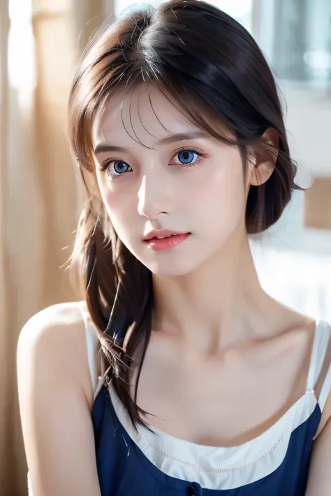 ８ｋ、High resolution、maid clothes fashion、beautiful girl、Android Body、young、white skin,、narrow eyes,high nose,lighting that illuminates the face、clear image、intellectual beauty、skinny、no makeup、anxious look、lighting that illuminates the face,shining hair、sin...