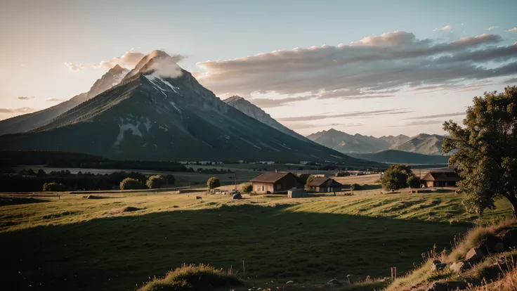 Foto RAW de um vale na montanha, pequenos detalhes, fotorrealista, foto ultrarrealista, 8k uhd, dslr, soft lighting, alta qualidade, film grain, Fujifilm XT3, (obra-prima)