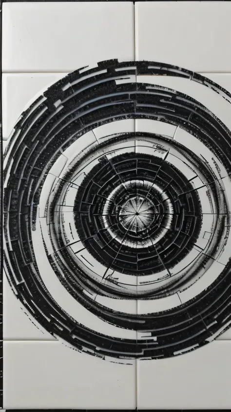 black and white tile swirling from the center