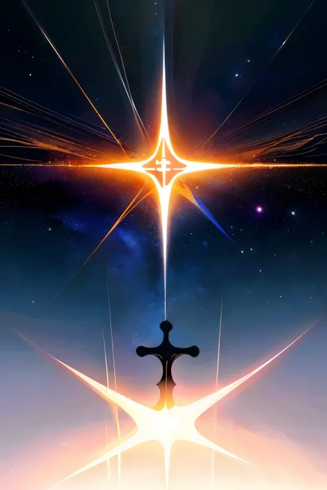 In the boundless expanse of the cosmos, a cross logo floats serenely against the backdrop of twinkling stars. This enigmatic symbol, reminiscent of silhouettes in space, emits a subtle, ethereal glow, casting an otherworldly light on the surrounding void. ...