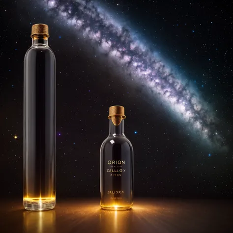 Orion galaxy, bottle on table, (intricate details:1.22), hdr, (intricate details, hyperdetailed:1.2), whole body, cinematic, intense, cinematic composition, cinematic lighting, (rim lighting:1.3), color grading, focused,