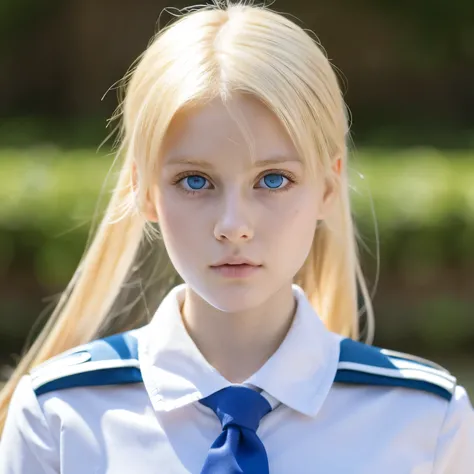 blonde，long，Attack on Titan，Crysta Lens，beautiful girl，white skin，blue eyes、15 years old、Survey Corps Uniform