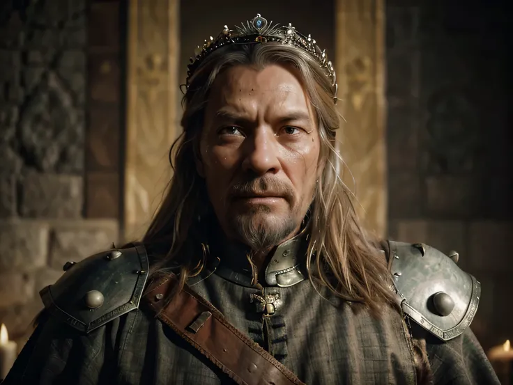 a crying king with a crown on his head old medieval king, no castelo, Grande Rei de Stovokor, retrato do velho rei medieval, king richard the lionheart, Rei Arthur, Cate Blanchett como rainha medieval, eles fazem guerra, Bryan Cranston como Thor, de bruxo ...