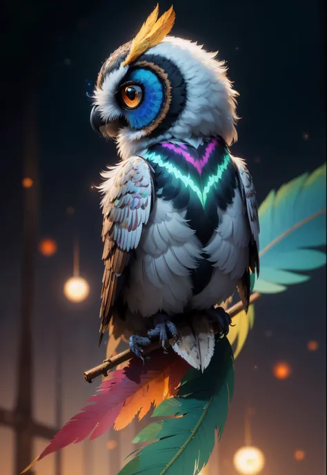 Parte Mestre, melhor qualidade, reflexo extremamente lindo, best reflection. (Muito detalhado CG unidade 8k papel de parede), (melhor qualidade), (Best illustration), (Melhor sombra), a photo of a cyber owl, empoleirado em arame farpado em um beco escuro. ...