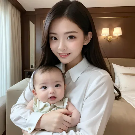 (highest quality、table top、8k、best image quality、Award-winning work)、(A high school girl holding a baby:1.3)、(The perfect and most natural high school sailor suit:1.2)、(The most natural and perfect 1 year old baby:1.2)、(The most accurate and detailed 1 yea...