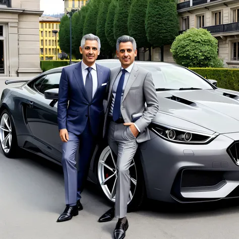 bel homme de 45 ans homme d&#39;gray hair businessman with a sexy costar in geneva with a nice car