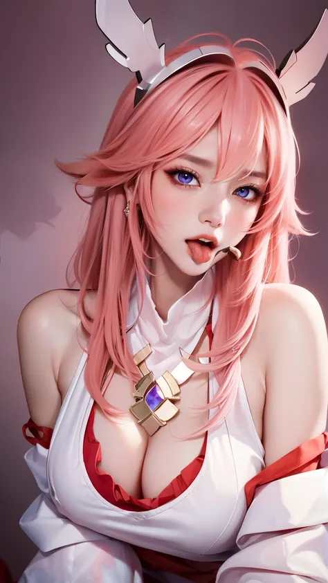 (masterpiece:1.3), (8k, Realism, original photography, Top image quality: 1.4), Japanese high school girl、(pink hair，headgear，long hair:1.2)、Big breasts:1.2、Lactation 1.2. Breasts are too large、round buttocks、Fully understand、Super detailed face、Eye for de...