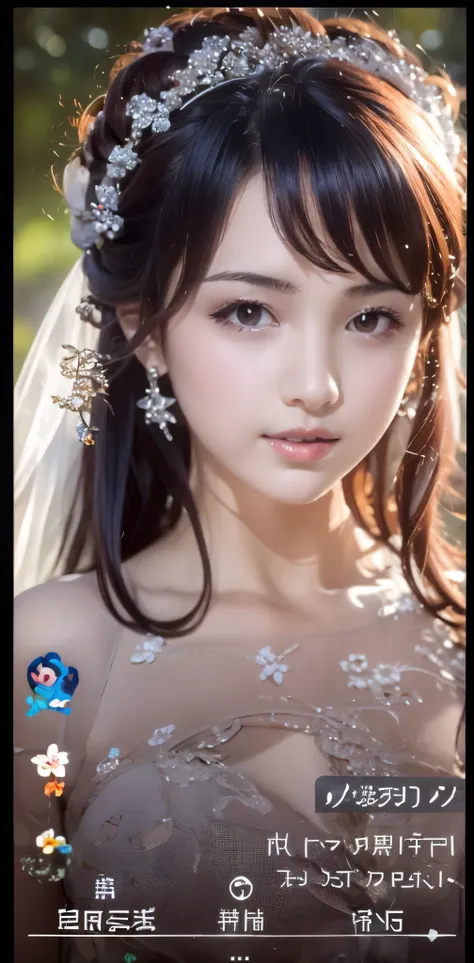 (((pixel perfect, perfect details))), alone, 1 girl, yuigahama yui,  close-up of beautiful bride wearing beautiful wedding dress...