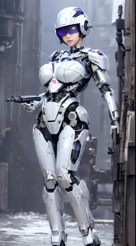 best ever、8k,(((Full body Esbian)))、(((plump breasts:1.3)))、(((luster)))、(((Metal)))、(((とてもlusterのある、Very hard armor)))、(((cyberpunk)))、Cute beauty of mecha(highest quality, Detailed details, table top, , 8k, chiaroscuro，big breasts、Bust photos are super r...