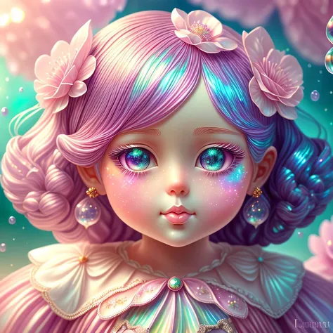 ((masterpiece)). this artwork is sweet, dreamy, and ethereal, with soft pink watercolor hues and lots of ornate cotton candy acc...