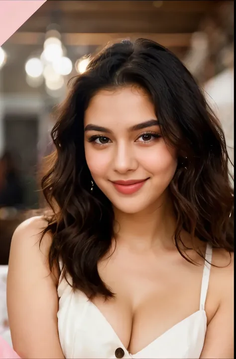 "Generate a portrait-style image of an adorable yet captivating Indian virtual influencer, whose presence lights up the screen with her irresistible charm. Her fair, porcelain-like skin glows with a soft, luminous radiance, enhancing her innate beauty. Her...