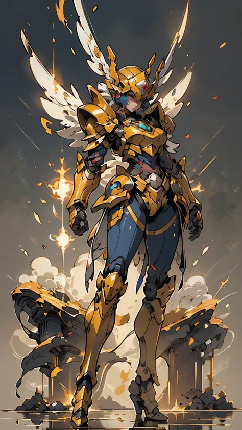 a woman adorned in fantasy-style full-body armor, a crown-concept fully enclosed helmet that unveils only her eyes, a composite ...