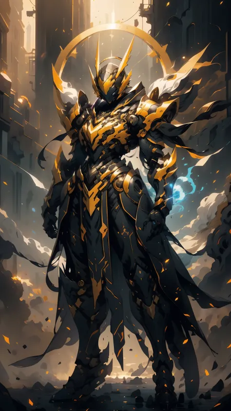A woman adorned in fantasy-style full-body armor, a crown-concept fully enclosed helmet that unveils only her eyes, a composite layered chest plate, fully encompassing shoulder and hand guards, a lightweight waist armor, form-fitting shin guards, the overa...