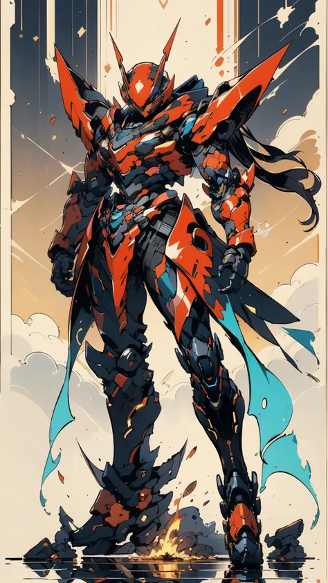 A woman adorned in fantasy-style full-body armor, a crown-concept fully enclosed helmet that unveils only her eyes, a composite layered chest plate, fully encompassing shoulder and hand guards, a lightweight waist armor, form-fitting shin guards, the overa...