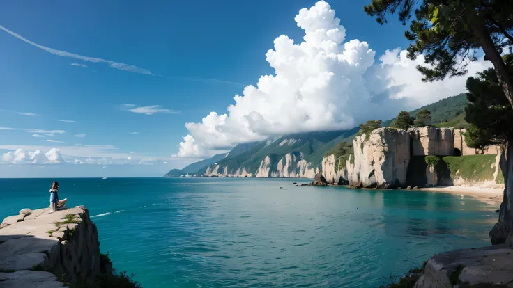 masterpiece, best quality, high quality, Very detailed CG unity 8k wallpaper, landscape，sea view，sea，coastline，nature，cloud，Sky，