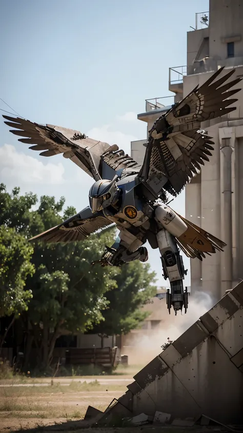 Mecha falcon, Flying, Mecha wings, Engine body with diesel injection pump