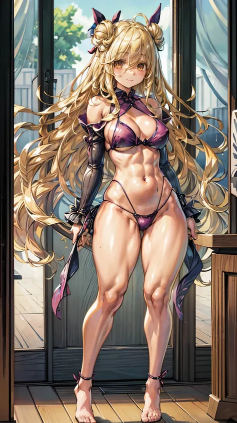 Mukuro is a beautiful young woman with a voluptuous body, having a bust considered disproportionately large for her physical age. She has golden eyes combined with flowing blonde hair that is longer than her own body. She ties her hair in an Odango hairsty...