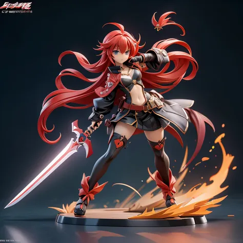 red hair、anime character holding sword in hand, guilty gear art direction, guilty gear effort splash art, detailed digital anima...