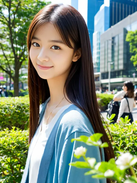 Photoreal, 8K full-length portrait, Beautiful woman, attractive look, Clear system, 16 years old, Tokyo, spring, Shibuya in the background