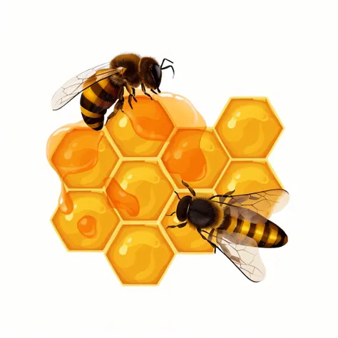 bees on a honeycomb with honey in the background, honey and bee hive, honey, painting big bees flying around, bees, honeycomb background, honeycomb, human structure bee concept art, honeycomb structure, closeup painting of bee, made of bees, dripping honey...