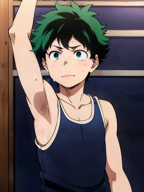 highres, masterpiece, best quality at best,best quality,hight quality, hight detailed, izuku midoriya, green hair, green eye, 1b...