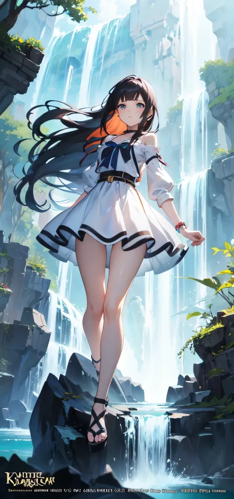 anime girl in white dress standing in front of waterfall, 2. 5 d cgi anime fantasy artwork, cushart krenz key art feminine, anime fantasy artwork, anime art wallpaper 8 k, anime fantasy illustration, anime art wallpaper 4 k, anime art wallpaper 4k, beautif...