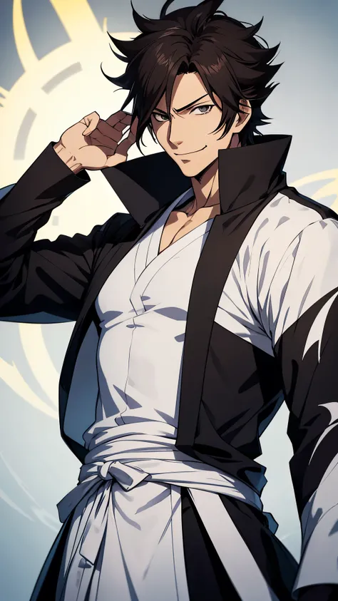 Aizen Sosuke, Bleach Character,male, confident smile, looking to camera