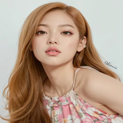 um close de uma mulher com cabelos longos e ruivos usando um vestido, jennie blackpink, jennie kim de blackpink, portrait of jennie do blackpink, jennie do blackpink, retrato de jennie blackpink, artista coreano, cabelo ruivo