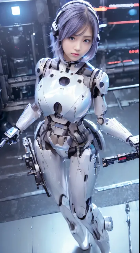 best ever、8k,(((Full body Esbian)))、(((plump breasts:1.3)))、(((luster)))、(((Metal)))、(((とてもlusterのある、Very hard armor:1.3)))、(((cyber punk)))、The cute beauty of the mecha、(highest quality, Detailed details, table top, chiaroscuro，big breasts、The bust photo ...