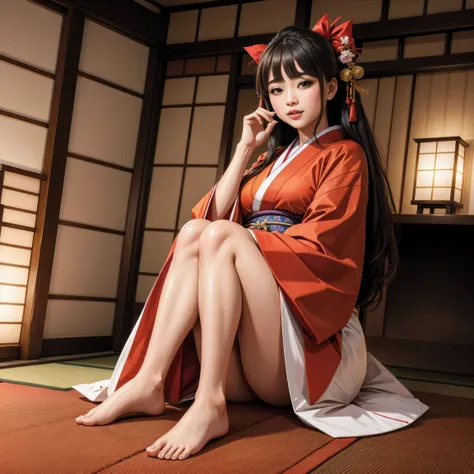 (8K, Best Quality, Masterpiece, Ultra High Definition: 1.2),kimono,Japanese room,hakama,fullbody