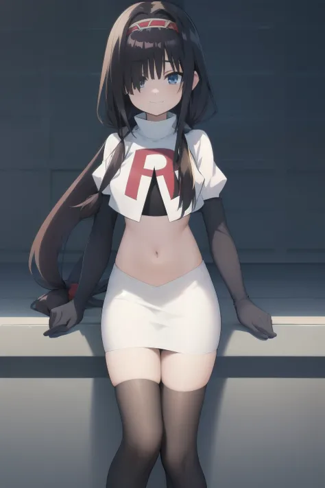 best quality,masterpiece,Super Resolution, 8K  ,  18 years old ,
kkkrumi2Z, ( kkkrumi2Z(low-tied long hair):1.3)  ,low twintails ,kkkrumi2Z(hair over one eye), kkkrumi(Hair Accessories) ,  Evil smile,  team rocket,team rocket uniform, red letter R, white s...
