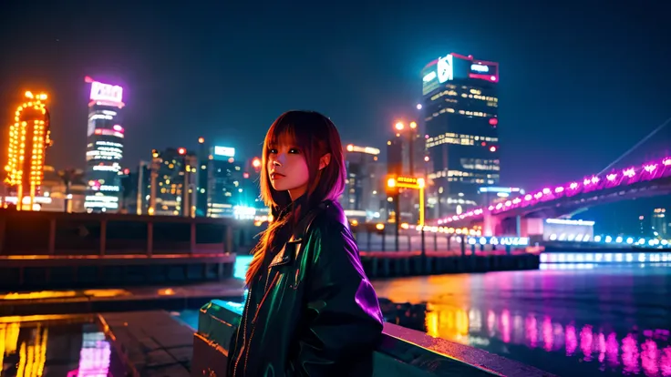 bright　Light　anime　night　beauty neon city