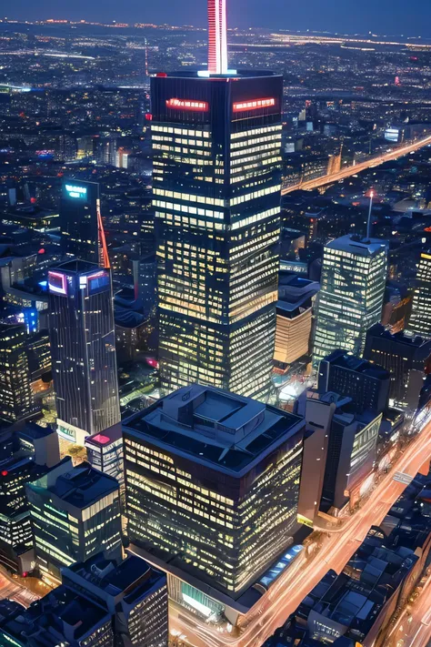 Shinjuku　city　night view　Skyscraper