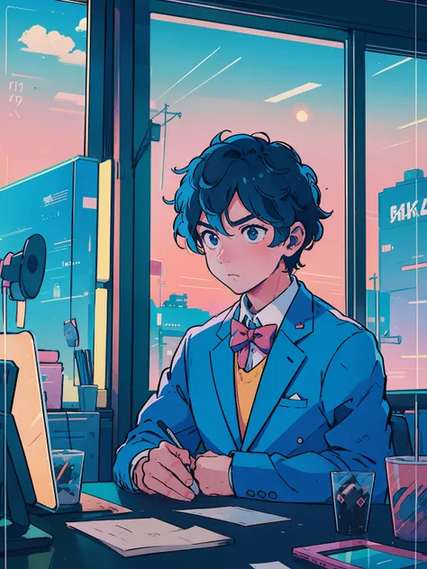 Businessman、web marketing、 Lofiatostyle, Lofiato, official fan art, portrait of lofi, high quality fan art, Makoto Shinkai ( apex legend ), 80 years later&#39;アニメart style, digital anime illustration, suit figure, Makoto Shinkai&#39;art style, Portrait ani...