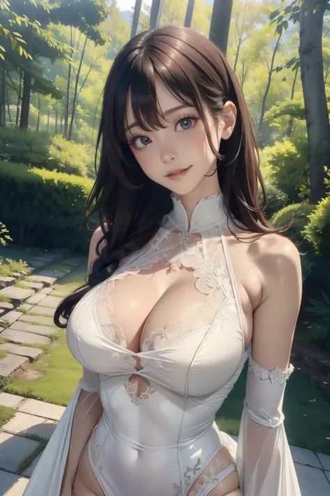 (masterpiece:1.2, highest quality), realistic, (real picture, intricate details, white high neck clothes), parted lips, very detailed, perfect face, perfect body, large model,Background in the forest,transparent nipples,
mature woman, expensive, long legs,...