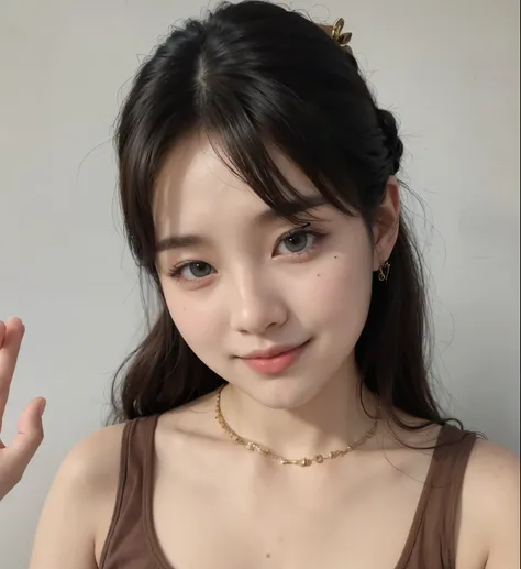 there is a woman with a necklace and a necklace around her neck, adorable and pale korean face, testa grande, Heonhwa Choe, young lovely korean face, com cara fofa - linda, Jaeyeon Nam, Korean facial features, Linda jovem coreana, young pale and beautiful ...