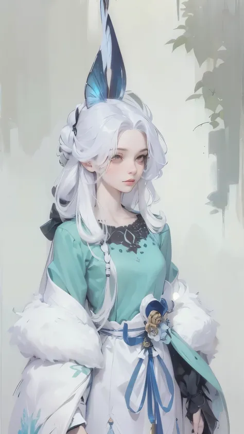 Fairy，long white hair，Fairy spirit fluttering
