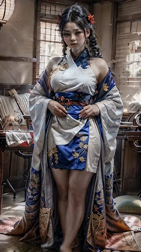 (8k, best quality, masterpiece, ultra high definition: 1.2),kimono,japanese room,hakama,fullbody