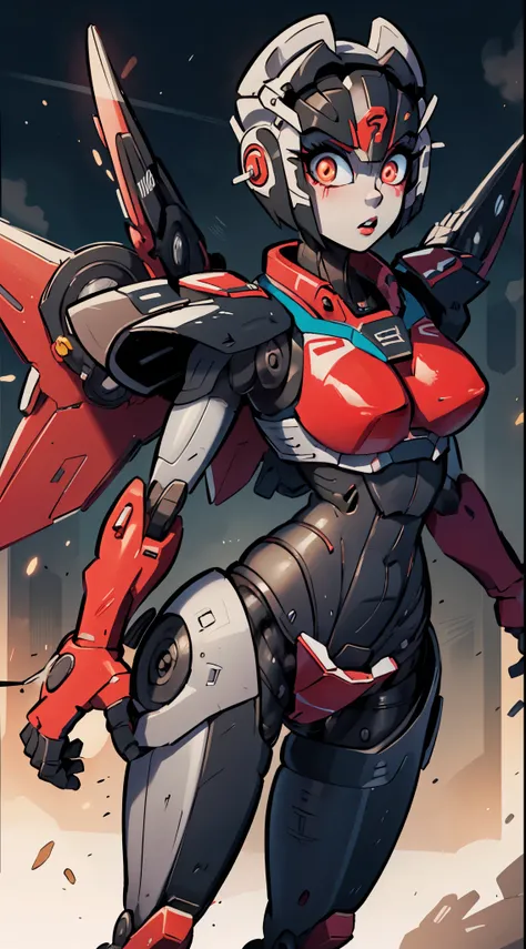 1girl, solo, windblade, robot, mecha, glowing eyes, no_humans, autobot, wings,  