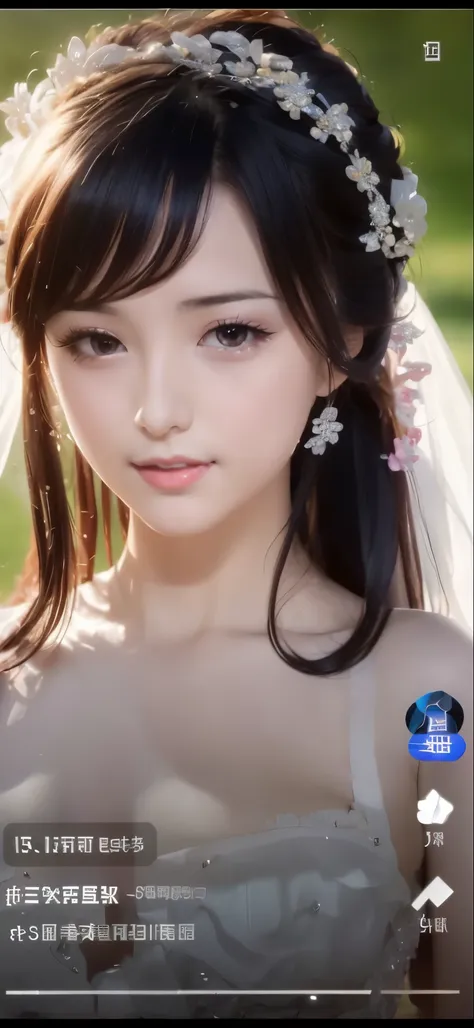 ((((pixel perfect, perfect details))), alone, 1 girl, yuigahama yui,  close-up of beautiful bride wearing beautiful wedding dres...